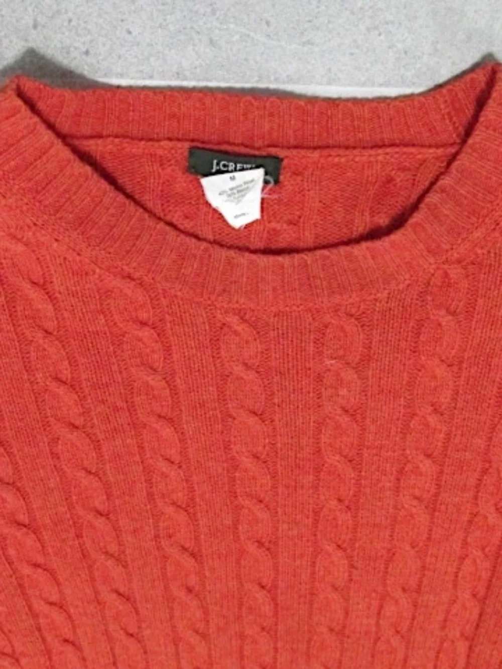 J.Crew Rusty Orange Cable Knit Cashmere Blend Sweater, Size M
